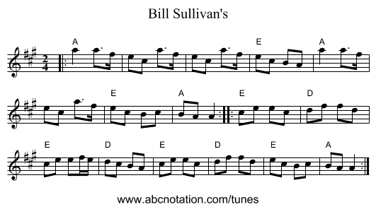 Bill Sullivan's - staff notation