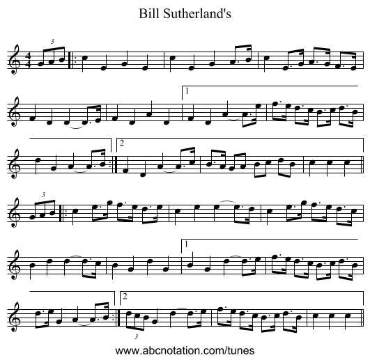 Bill Sutherland's - staff notation