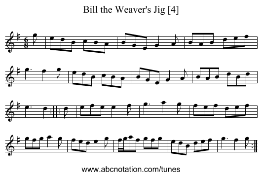 Bill the Weaver's Jig [4] - staff notation