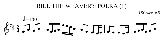 BILL THE WEAVER'S POLKA (1) - staff notation