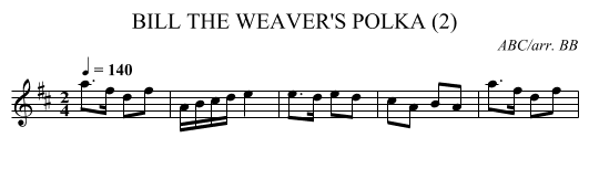 BILL THE WEAVER'S POLKA (2) - staff notation