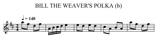 BILL THE WEAVER'S POLKA (b) - staff notation