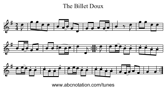 Billet Doux, The - staff notation