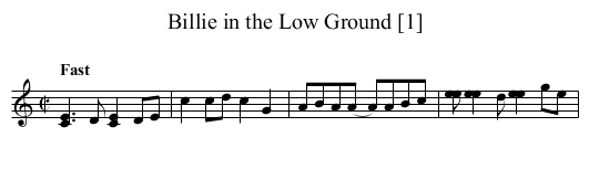 Billie in the Low Ground [1] - staff notation