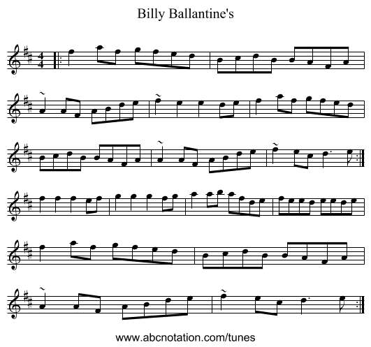 Billy Ballantine's - staff notation