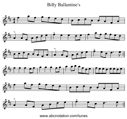 Billy Ballantine's - staff notation