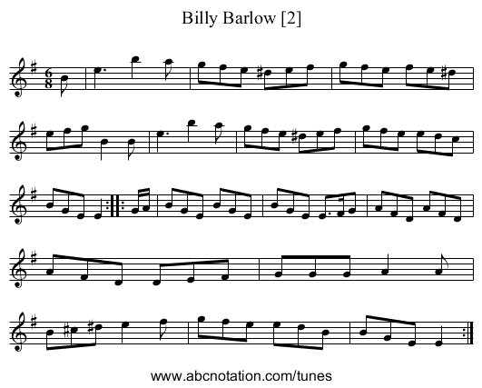 Billy Barlow [2] - staff notation