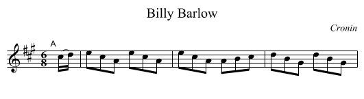 Billy Barlow - staff notation