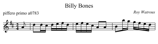 Billy Bones - staff notation