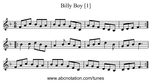 Billy Boy [1] - staff notation
