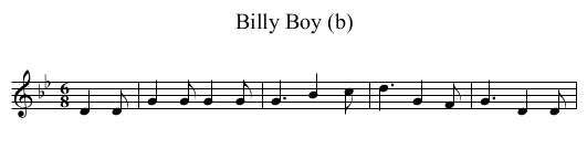 Billy Boy (b) - staff notation