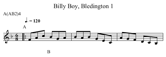 Billy Boy, Bledington 1 - staff notation