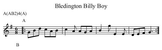Billy Boy, Bledington - staff notation