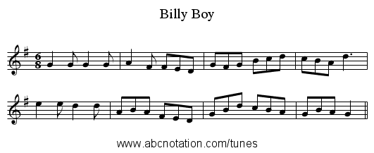 Billy Boy - staff notation