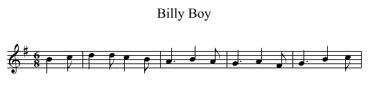 Billy Boy - staff notation