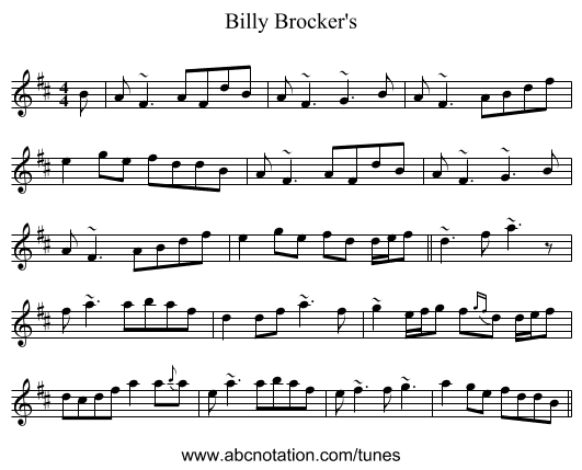 Billy Brocker's - staff notation