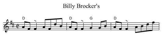 Billy Brocker's - staff notation