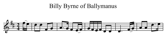 Billy Byrne of Ballymanus - staff notation