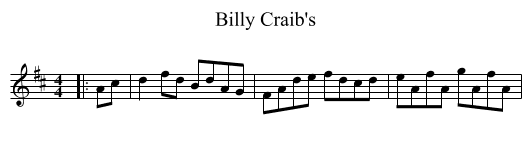 Billy Craib's - staff notation