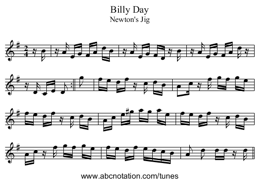 Billy Day - staff notation