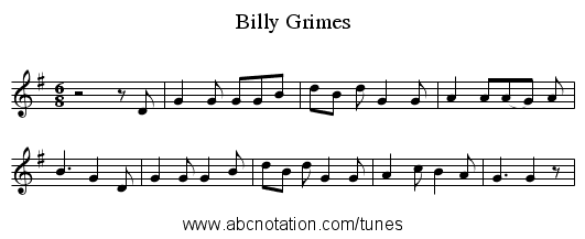 Billy Grimes - staff notation