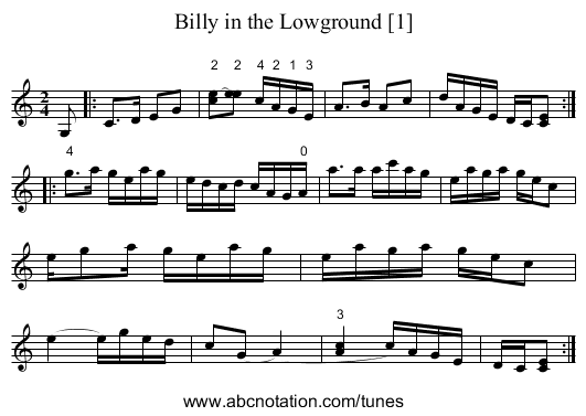 Billy in the Lowground [1] - staff notation