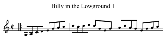 Billy in the Lowground 1 - staff notation