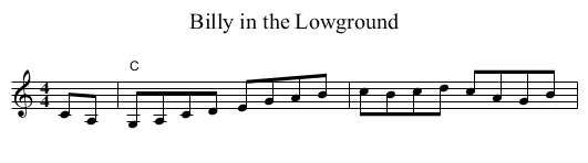 Billy in the Lowground - staff notation