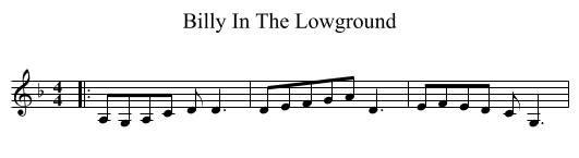 Billy In The Lowground - staff notation