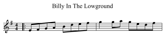 Billy In The Lowground - staff notation