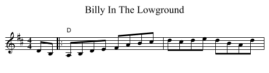 Billy In The Lowground - staff notation