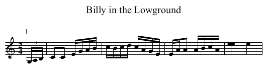 Billy in the Lowground - staff notation