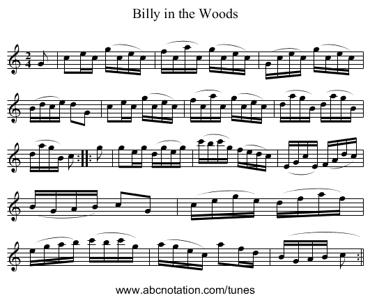 Billy in the Woods - staff notation