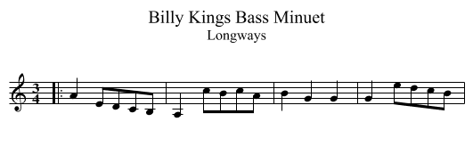 Billy Kings Bass Minuet - staff notation