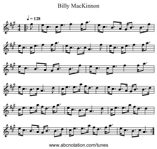 Billy MacKinnon - staff notation