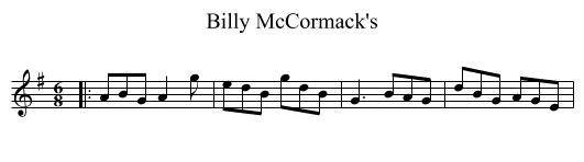 Billy McCormack's - staff notation