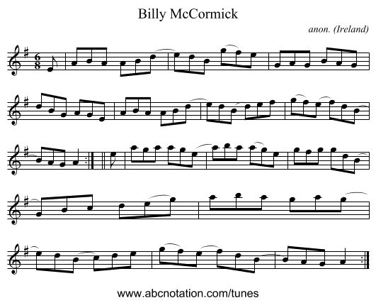 Billy McCormick - staff notation
