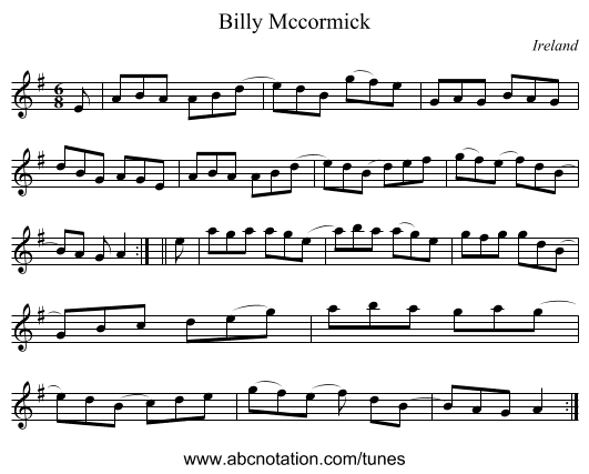 Billy Mccormick - staff notation