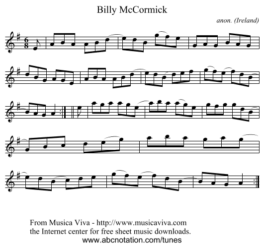 Billy McCormick - staff notation