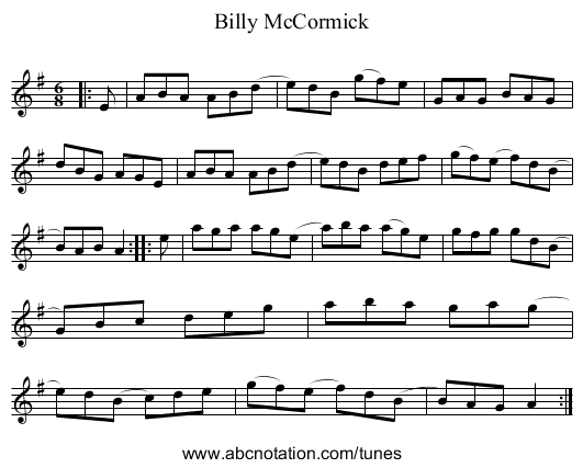 Billy McCormick - staff notation