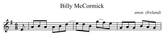Billy McCormick - staff notation