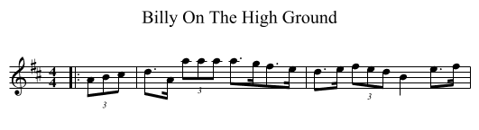 Billy On The High Ground - staff notation