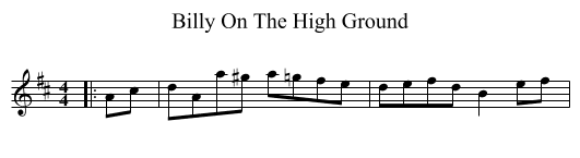 Billy On The High Ground - staff notation