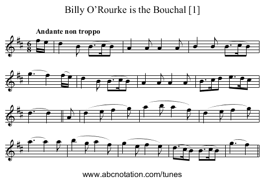 Billy O’Rourke is the Bouchal [1] - staff notation