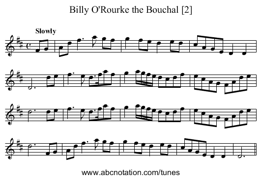 Billy O'Rourke the Bouchal [2] - staff notation