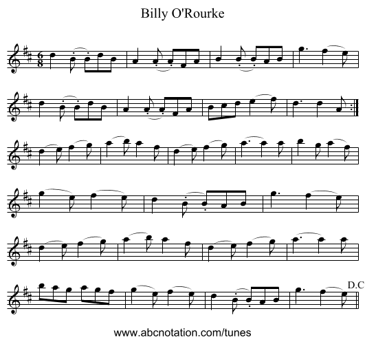 Billy O'Rourke - staff notation
