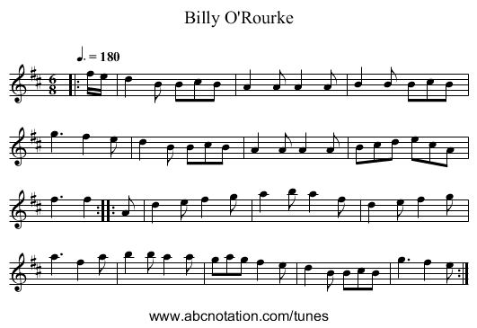 Billy O'Rourke - staff notation