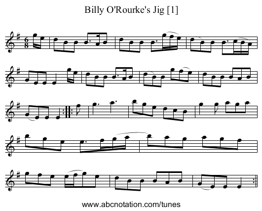 Billy O'Rourke's Jig [1] - staff notation