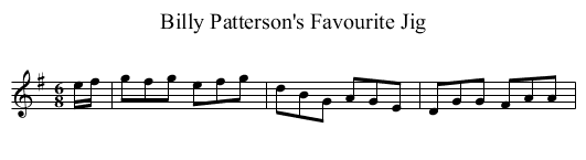 Billy Patterson's Favourite Jig - staff notation