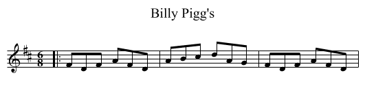 Billy Pigg's - staff notation